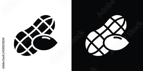 Peanut icon. Black and white silhouette. Icon vector