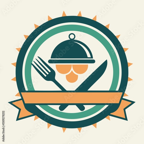 Set of Restaurant menu and bar labels with unique shapes and text designs as well as utensils and drinkware