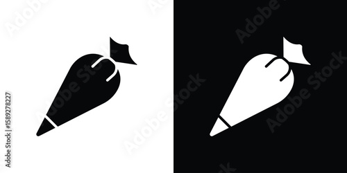Pastry bag icon. Black and white silhouette. Icon vector