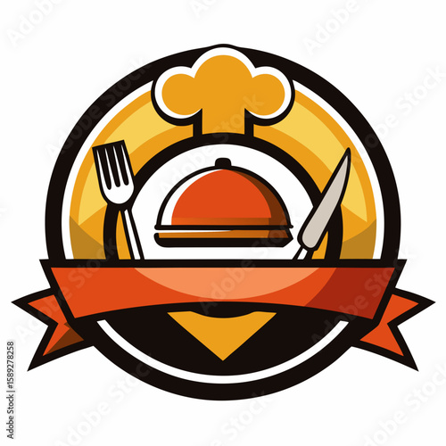 Set of Restaurant menu and bar labels with unique shapes and text designs as well as utensils and drinkware