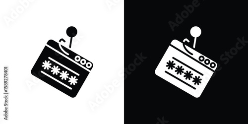 Password phishing icon. Black and white silhouette. Icon vector