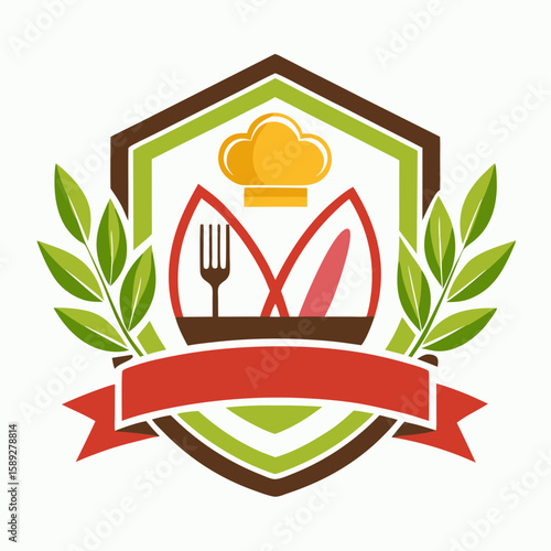 Set of Restaurant menu and bar labels with unique shapes and text designs as well as utensils and drinkware