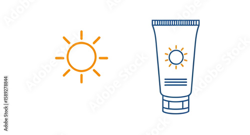  Cream icon vector, Skin lotion icon, Travel sunscreen icon, Beach essentials icon, UV defense icon, Face cream icon, Sun safety icon, Cosmetic tube icon, Outdoor skincare icon, Holiday skincare icon,