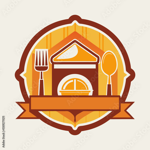 Set of Restaurant menu and bar labels with unique shapes and text designs as well as utensils and drinkware