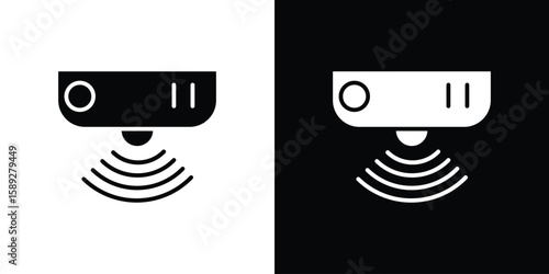 Motion sensor icon. Black and white silhouette. Icon vector