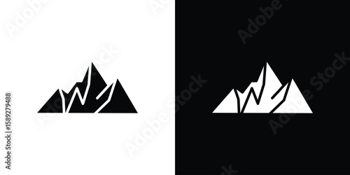 Mountain icon. Black and white silhouette. Icon vector