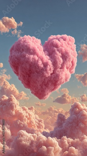 Clouds Shaped Like a Heart Float Beautifully in the Sky During Sunset.