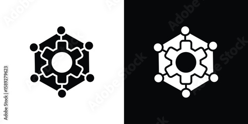 Microservices icon. Black and white silhouette. Icon vector