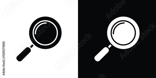 Magnifying glass icon. Black and white silhouette. Icon vector