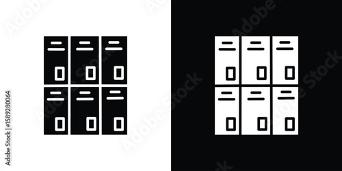 Locker icon. Black and white silhouette. Icon vector