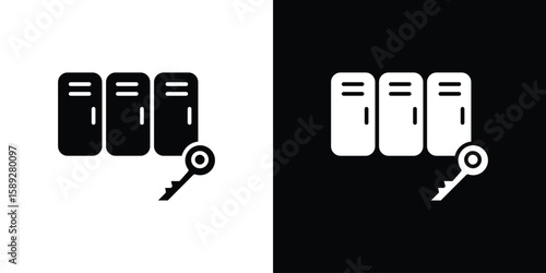 Locker icon. Black and white silhouette. Icon vector