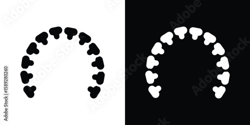 Lingual braces icon. Black and white silhouette. Icon vector