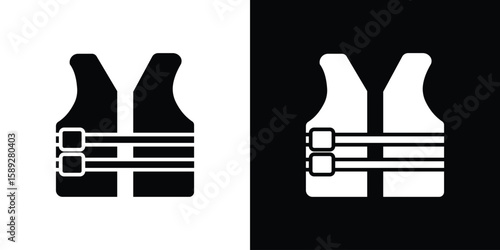 Lifejacket icon. Black and white silhouette. Icon vector