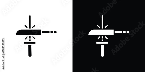 Knife sharpener icon. Black and white silhouette. Icon vector