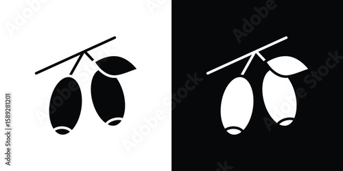 Jujube icon. Black and white silhouette. Icon vector