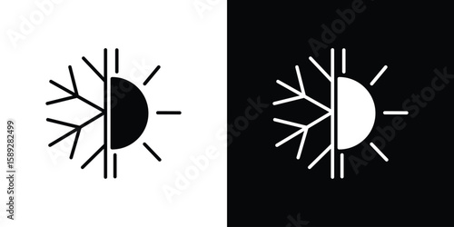 Hot and cold icon. Black and white silhouette. Icon vector