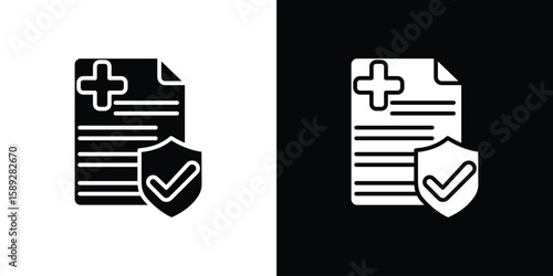Health insurance icon. Black and white silhouette. Icon vector