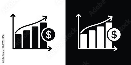 Fiscal policy icon. Black and white silhouette. Icon vector