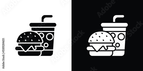 Fast food icon. Black and white silhouette. Icon vector