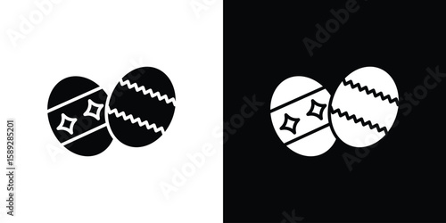 Easter eggs icon. Black and white silhouette. Icon vector