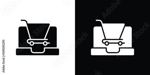 E commerce platform icon. Black and white silhouette. Icon vector