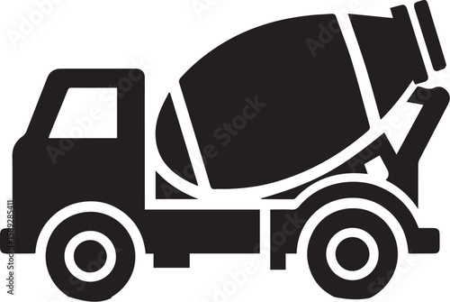 simple concrete cement mixer truck silhouette