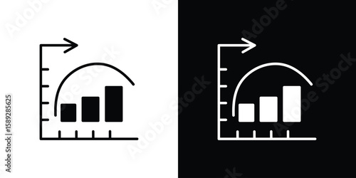 Diminishing returns icon. Black and white silhouette. Icon vector