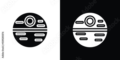 Death star icon. Black and white silhouette. Icon vector