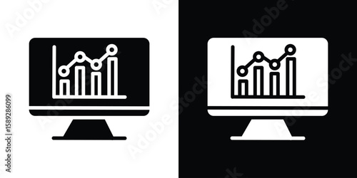 Data Analysing icon. Black and white silhouette. Icon vector