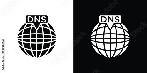 DNS icon. Black and white silhouette. Icon vector