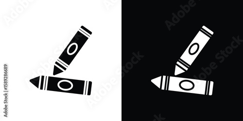 Crayon icon. Black and white silhouette. Icon vector
