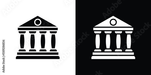 Courthouse icon. Black and white silhouette. Icon vector