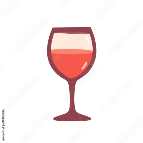Wine glass with rose wine on transparent background - Concept of wine and winemaking.  