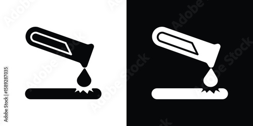 Corrosive substance icon. Black and white silhouette. Icon vector