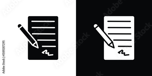 Contract icon. Black and white silhouette. Icon vector