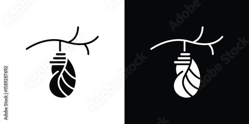 Cocoon icon. Black and white silhouette. Icon vector
