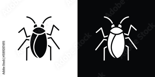 Cockroach icon. Black and white silhouette. Icon vector