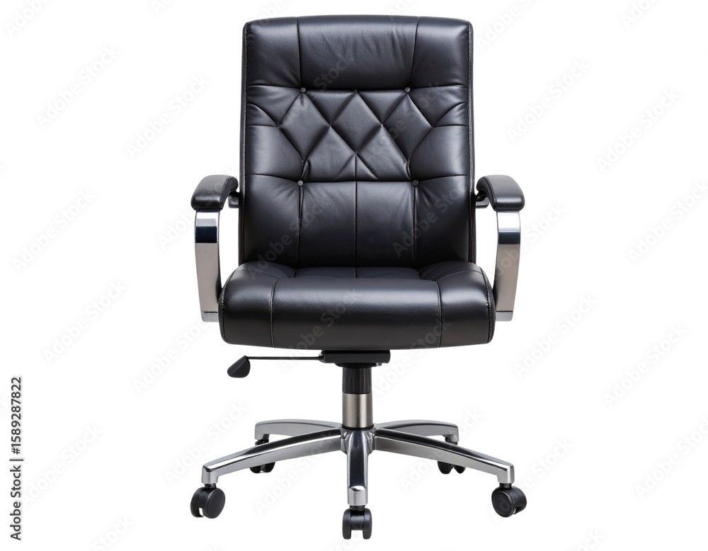 Obraz premium Luxury Executive Office Chair with Quilted Leather Finish, isolated on a transparent background.