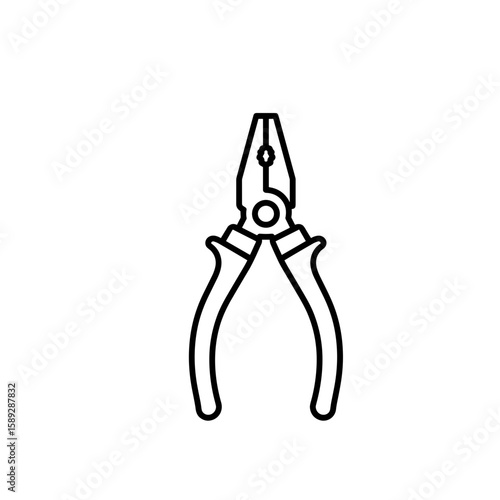 Pliers tool with ergonomic handles in minimalist line art design  