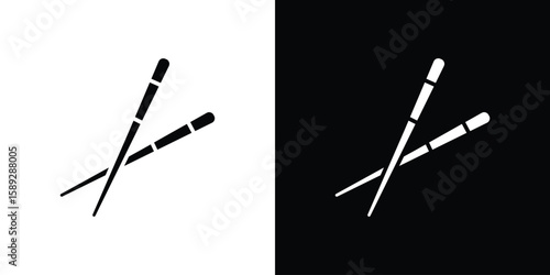 Chopsticks icon. Black and white silhouette. Icon vector