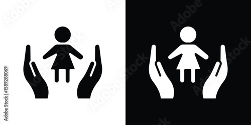 Child custody icon. Black and white silhouette. Icon vector