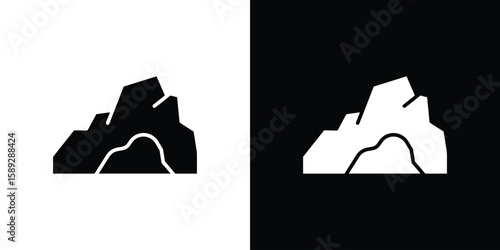 cave icon. Black and white silhouette. Icon vector