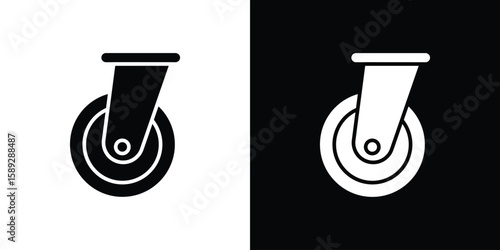 Cart trolley wheel icon. Black and white silhouette. Icon vector