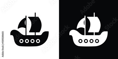 Caravel icon. Black and white silhouette. Icon vector
