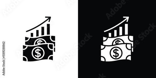 capital gain icon. Black and white silhouette. Icon vector