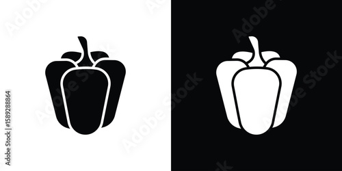 Capsicum icon. Black and white silhouette. Icon vector