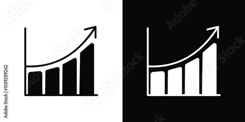 Business performance icon. Black and white silhouette. Icon vector