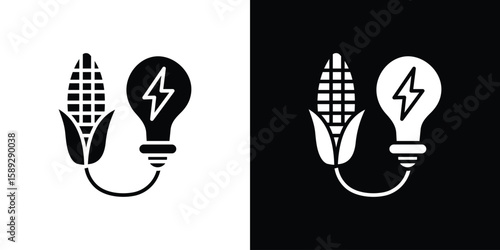 Biomass energy icon. Black and white silhouette. Icon vector