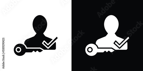 Authentication icon. Black and white silhouette. Icon vector