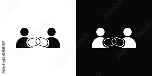 Affiliate link icon. Black and white silhouette. Icon vector